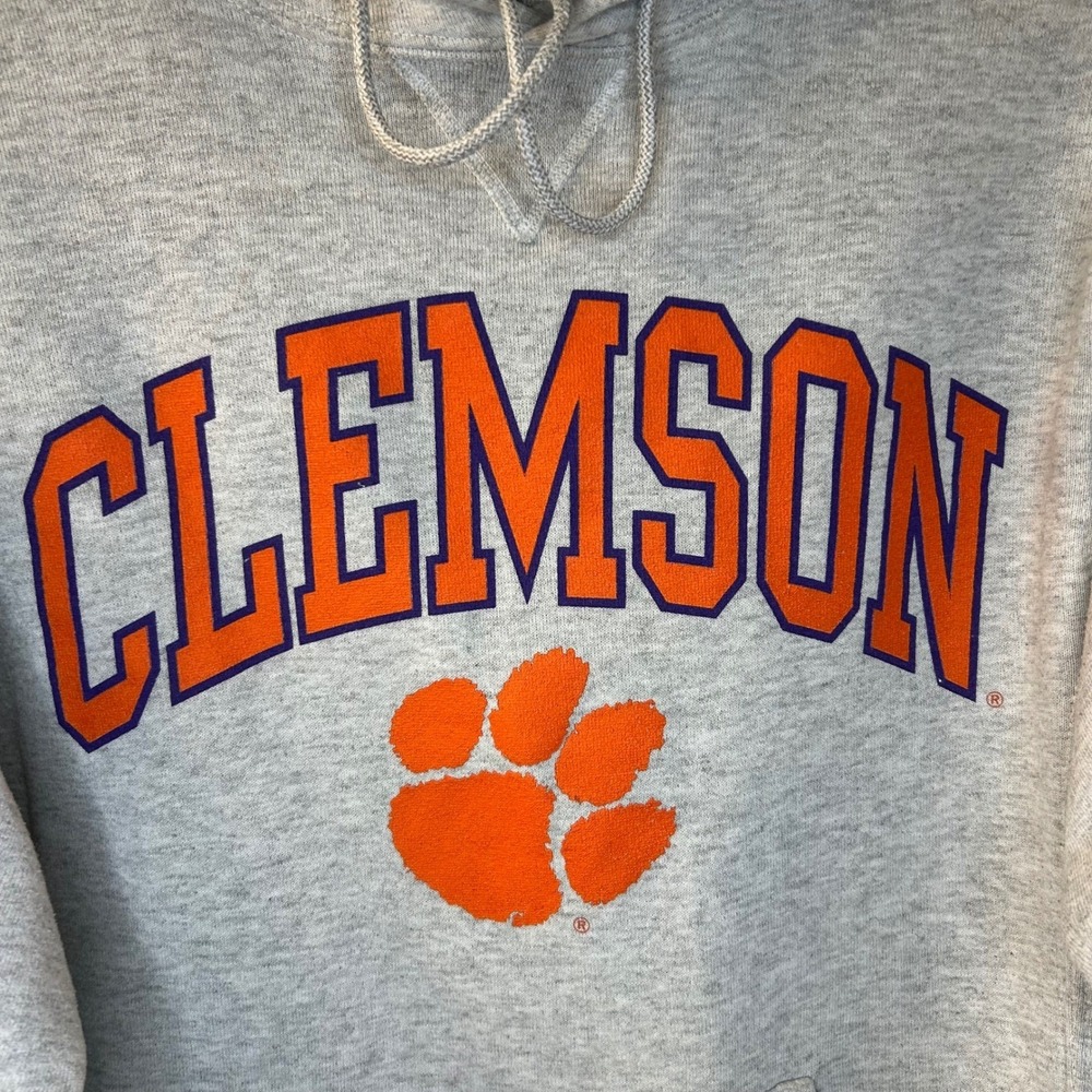 Russell Athletic Clemson Tigers Hoodie Mens S Gray Fleece Sweatshirt NCAA
